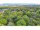 Overhead view showcases the property surrounded by a canopy of trees in a serene setting at 950 Waverly St, Oldsmar, FL 34677