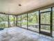View from the porch to a pool surrounded by lush greenery and trees, offering privacy and tranquility at 950 Waverly St, Oldsmar, FL 34677