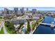 Scenic aerial view of the waterfront property with downtown skyline views and river access at 201 W Laurel St # 308, Tampa, FL 33602