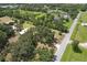Wide aerial view of a property with mature trees, homes, and farmland showcasing a serene community setting at 2610 Crestview Rd, Wimauma, FL 33598