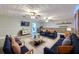 Inviting living room with wood-look floors, stone accent wall, modern furniture, and cozy decor at 2610 Crestview Rd, Wimauma, FL 33598