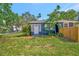 Charming blue home featuring a well-maintained front yard, landscaping, and a welcoming front door at 301 Kingston S St, St Petersburg, FL 33711