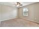 Bedroom offers plush carpet, a ceiling fan, and a window with blinds at 3530 Brook Crossing Dr, Brandon, FL 33511