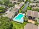 Aerial view of condo community highlighting the sparkling community pool at 3836 N Lake Dr # 121, Tampa, FL 33614