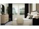 Bright bedroom showcasing windows, blackout curtains, and a modern dresser with decorative tree at 9360 Gladsome Dr, Land O Lakes, FL 34637