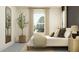 Bedroom with platform bed, neutral walls, and a bright window for natural light at 9360 Gladsome Dr, Land O Lakes, FL 34637