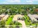 Expansive aerial view showcasing a well-manicured property with lush lawn and meticulously maintained landscaping at 1014 Stella Vara Dr, Lutz, FL 33548