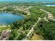 Aerial view of the community, showcasing beautiful homes, lush landscapes and a lake at 1014 Stella Vara Dr, Lutz, FL 33548
