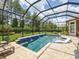 Screened pool with waterfall features, tiled trim, and ample room to relax and enjoy at 1014 Stella Vara Dr, Lutz, FL 33548