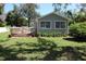 Backyard view showcasing the wooden deck and well-manicured landscaping at 1103 E Lambright St, Tampa, FL 33604