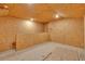 Unfinished basement with OSB walls, ceiling, and floor presents a blank canvas for customization at 17415 Holly Well Ave, Wimauma, FL 33598