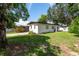 Exterior rear view of home featuring a well-maintained lawn and mature trees at 4018 E Bluff Ave, Tampa, FL 33617