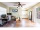 Flex room featuring dedicated work space and additional storage with access to the backyard at 4018 E Bluff Ave, Tampa, FL 33617