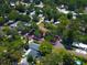Aerial view of a tree-lined property with lush green surroundings, showcasing neighborhood at 5812 Montana Ave, New Port Richey, FL 34652