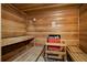 Sauna featuring a wooden bench and heater at 80 Rogers St # 3A, Clearwater, FL 33756