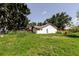 View of backyard featuring a grassy yard, mature trees and lush greenery, providing lots of space at 11109 Sumner Rd, Wimauma, FL 33598