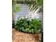 Artistic landscaping with lush tropical plants and unique sculpture, complemented by a charming brick pathway at 11760 Ashley Ct, Seminole, FL 33772