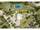 Aerial view of community amenities, showcasing the pool, playground, and sports courts at 19309 Prairie Tree Pl, Tampa, FL 33647