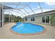 Beautiful in-ground pool with a screened enclosure, well-kept patio and manicured landscaping around the perimeter at 40449 Trotter Ln, Dade City, FL 33525