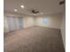 Large living room with a sliding door, large windows, neutral paint, and carpet at 11308 Echo View Dr, Odessa, FL 33556
