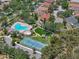 Aerial view of community pool, tennis court and recreational area at 11745 Brighton Knoll Loop, Riverview, FL 33579