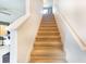 Carpeted staircase with white banister leading to the upper level of the home at 11926 Grand Kempston Dr, Gibsonton, FL 33534