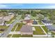 Overhead shot displays a residential area with nicely kept properties, green yards, and peaceful streetscapes at 15442 Arvin Dr, Brooksville, FL 34604
