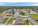 An aerial view displaying the neighborhood's layout, showcasing homes, streets, and surrounding greenery at 15442 Arvin Dr, Brooksville, FL 34604