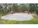 Sand volleyball court, ready for play, surrounded by lush greenery and shade trees at 18136 Nassau Point Dr, Tampa, FL 33647