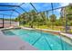 Inviting screened-in pool with lush greenery, patio space, and lots of sunlight at 31241 Kirkshire Ct, Wesley Chapel, FL 33543