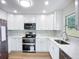 Bright modern kitchen with stainless steel appliances and white cabinets, and marble backsplash at 6511 3Rd Ne Ave, Bradenton, FL 34208