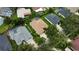Aerial view of well-maintained homes featuring screened pools, manicured lawns, and mature trees at 8731 Tantallon Cir, Tampa, FL 33647