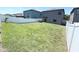 Spacious backyard with a well-maintained lawn and a white fence, perfect for outdoor activities and privacy at 10221 Carloway Hills Dr, Wimauma, FL 33598