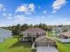 Aerial view of the house with lush landscaping, mature trees and nice backyard at 12915 Carlington Ln, Riverview, FL 33579