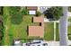 An aerial shot captures the layout of the backyard and roof of the property at 2017 Waikiki Way, Tampa, FL 33619