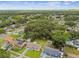 Aerial view showcasing the neighborhood, surrounding trees, and well-maintained lawns and neighborhood streets at 2027 Balfour Cir, Tampa, FL 33619