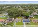 A high aerial view capturing the residence, manicured lawns, and lush greenery of the surrounding neighborhood at 2027 Balfour Cir, Tampa, FL 33619