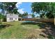 Expansive backyard with a sparkling pool and a wooden fence for privacy at 208 Se Lincoln N Cir, St Petersburg, FL 33703