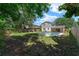 Spacious backyard with a sparkling pool, mature trees, and ample space for outdoor enjoyment at 208 Se Lincoln N Cir, St Petersburg, FL 33703
