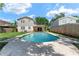 Backyard features a sparkling pool and lush green lawn, perfect for outdoor enjoyment at 208 Se Lincoln N Cir, St Petersburg, FL 33703