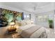 This well-furnished bedroom features a mural, two windows, and decor at 208 Se Lincoln N Cir, St Petersburg, FL 33703