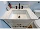 Close up of bathroom sink with a modern vanity and black faucet at 2192 Robinson Dr, St Petersburg, FL 33710