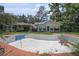Pool with steps, patio, and an overgrown backyard at 36251 Horseshoe Dr, Zephyrhills, FL 33541