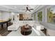 Bright living room featuring coffered ceilings, modern furnishings, and large windows at 4525 W Swann Ave, Tampa, FL 33609