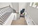 Overhead view of an elegant foyer featuring a staircase, double doors, console table, and wood flooring at 7201 Talamore Dr, Wesley Chapel, FL 33545