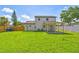 Spacious backyard showcasing lush green grass, privacy fence, and a covered patio that is perfect for entertaining at 7806 N Matanzas Ave, Tampa, FL 33614