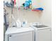 Laundry area with a Samsung washer and dryer, and wire shelving for storage above at 915 Windton Oak Dr, Ruskin, FL 33570