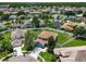 Elevated view of a blue home with a large yard and mature trees in a peaceful neighborhood at 1032 Jacob Way, Odessa, FL 33556