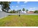 Spacious backyard featuring a well-maintained lawn, surrounded by a white fence and offering space for recreation at 1032 Jacob Way, Odessa, FL 33556