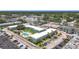 Scenic aerial view of the complex, highlighting the pool and landscaped areas at 1433 S Belcher Rd # B11, Clearwater, FL 33764
